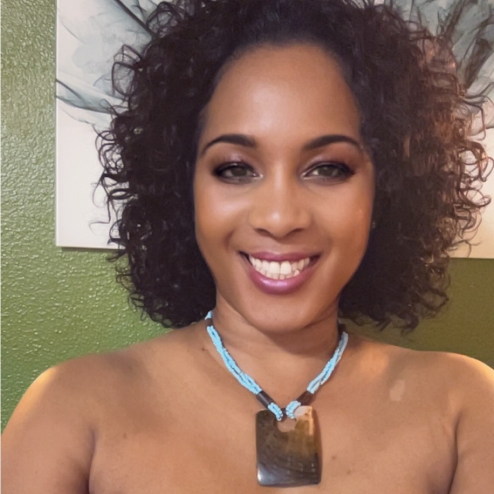 Blue Beaded Necklace with Brown pendant, chic boho vibe accomplished!